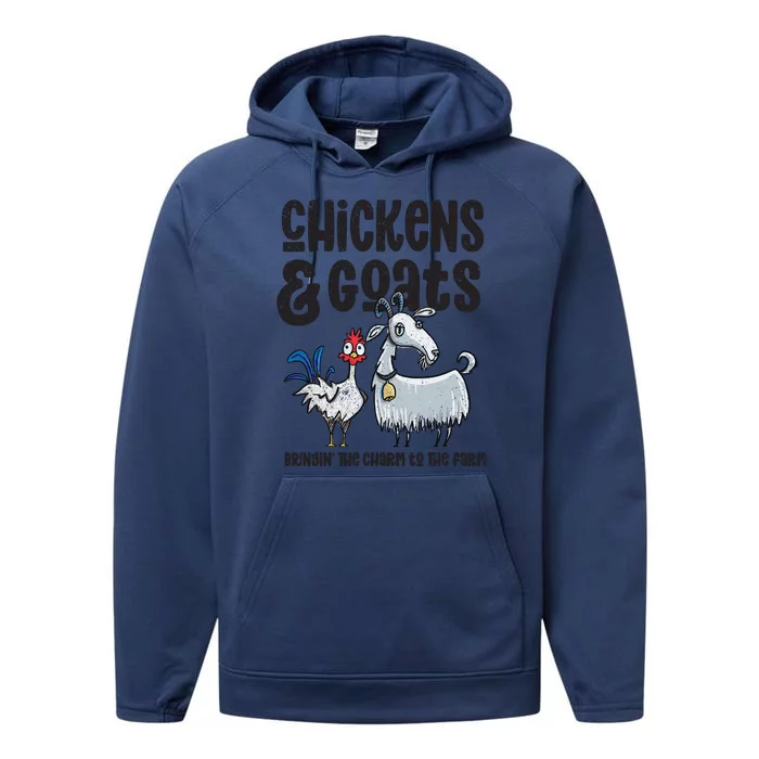 WoS Chickens And Goats Funny Farm For Goat Farmers Performance Fleece Hoodie