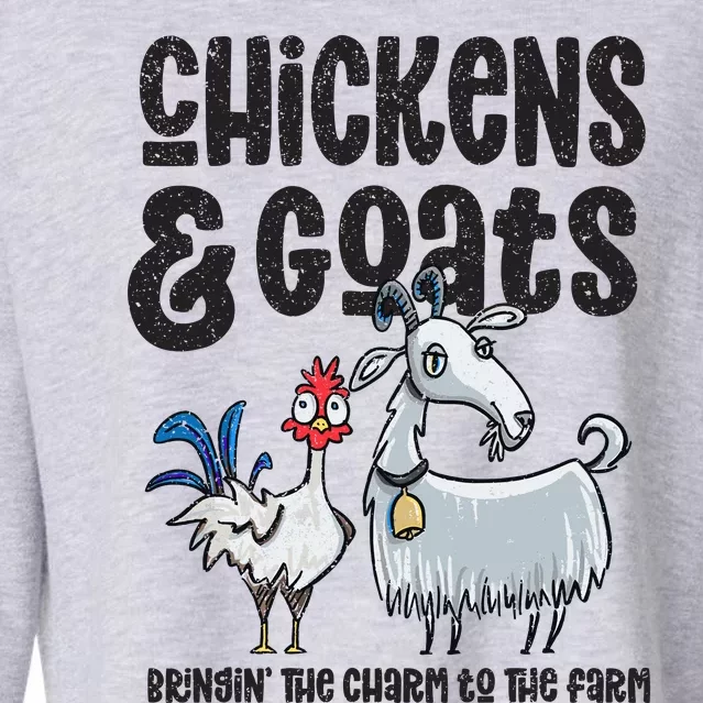 WoS Chickens And Goats Funny Farm For Goat Farmers Cropped Pullover Crew