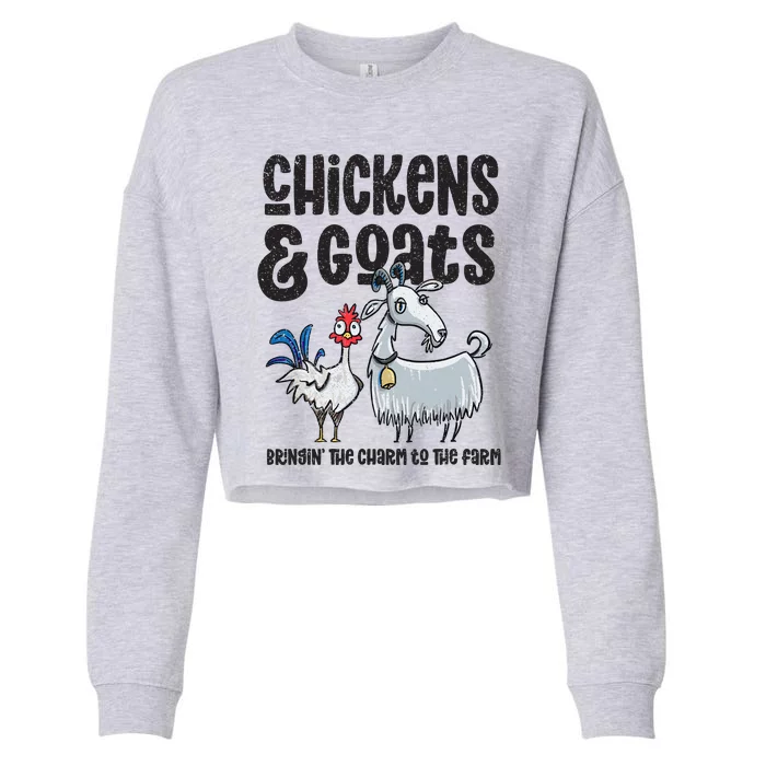 WoS Chickens And Goats Funny Farm For Goat Farmers Cropped Pullover Crew