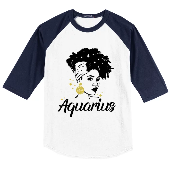 Wo Cute Aquarius Messy Bun Zodiac Lover Gift Baseball Sleeve Shirt