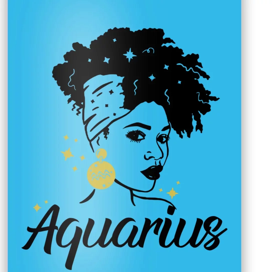 Wo Cute Aquarius Messy Bun Zodiac Lover Gift Poster