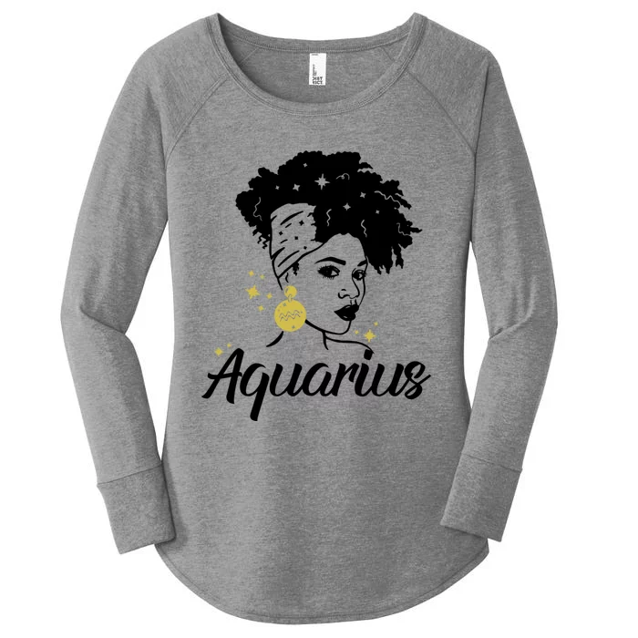 Wo Cute Aquarius Messy Bun Zodiac Lover Gift Women's Perfect Tri Tunic Long Sleeve Shirt