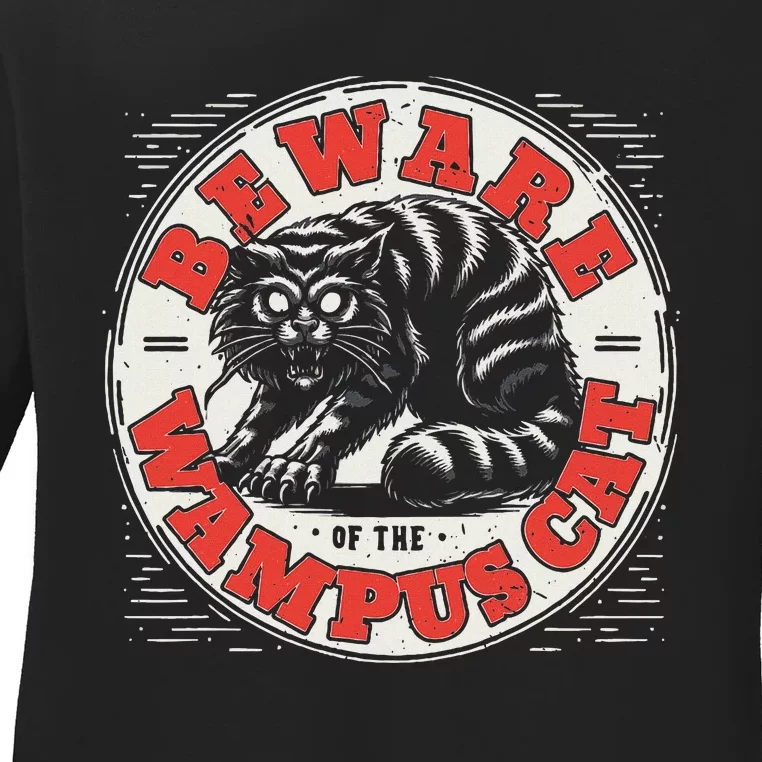 Wampus Cat American Folklore Cryptozoology Cryptid Ladies Long Sleeve Shirt