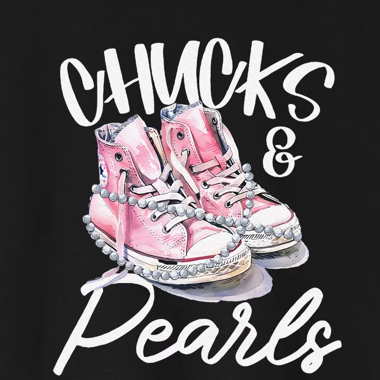 Women Chucks And Pearls Kamala Harris 2024 Gift Women's Crop Top Tee