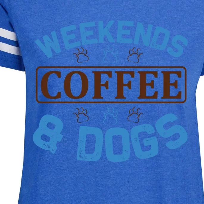 Weekends Coffee And Dogs Enza Ladies Jersey Football T-Shirt