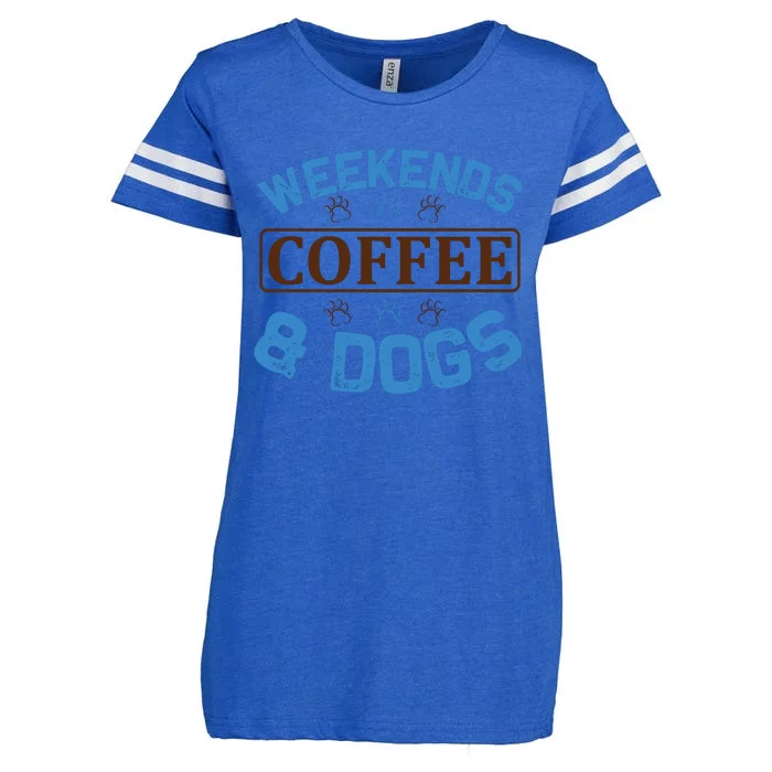 Weekends Coffee And Dogs Enza Ladies Jersey Football T-Shirt