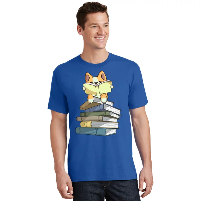 Welsh Corgi Books Tee Cute Dog And Reading Lover Gift Meaningful Gift T-Shirt