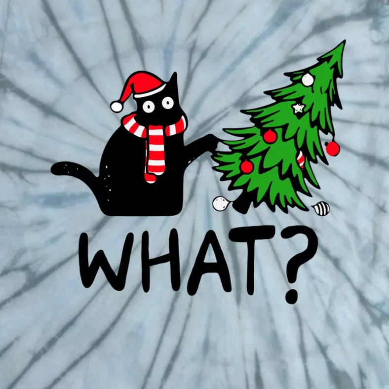 What Christmas Black Cat Pushing Christmas Tree Funny Cat Cool Gift Tie-Dye T-Shirt