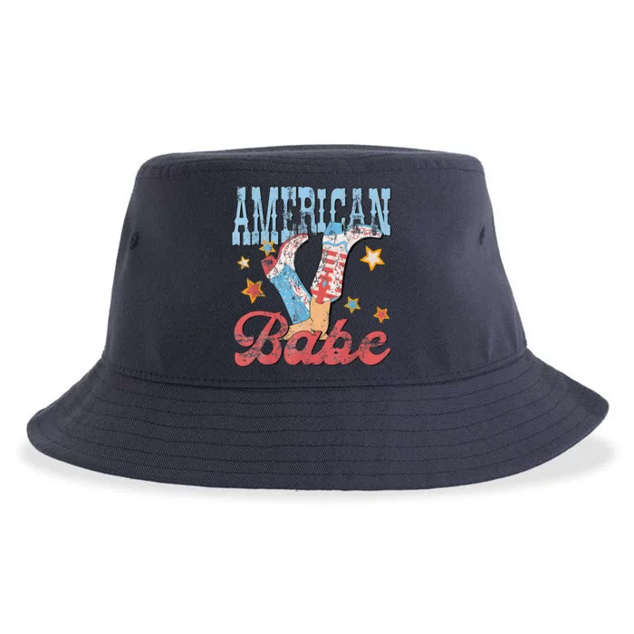 Western Cowgirl Boots Retro American Babe 4th Of July Sustainable Bucket Hat