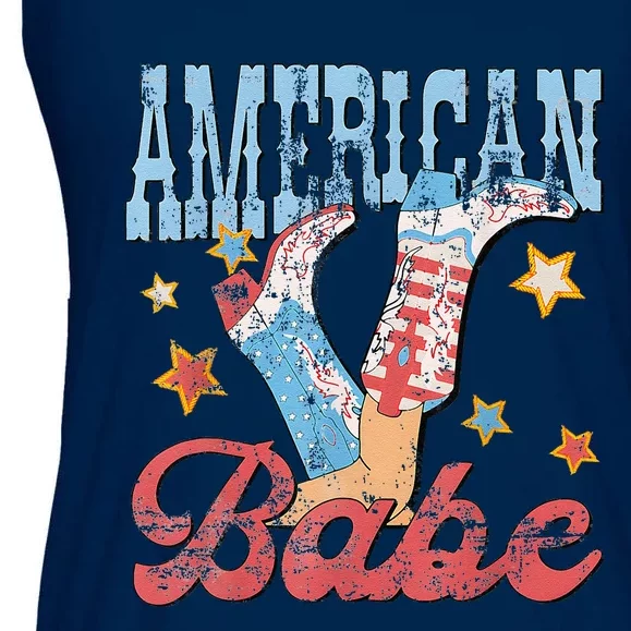 Western Cowgirl Boots Retro American Babe 4th Of July Ladies Essential Flowy Tank