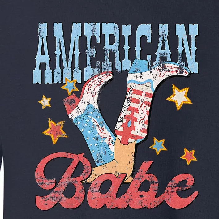 Western Cowgirl Boots Retro American Babe 4th Of July Toddler Sweatshirt