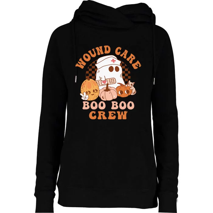 Wound Care Boo Boo Crew Funny Nurse Ghost Halloween Womens Funnel Neck Pullover Hood