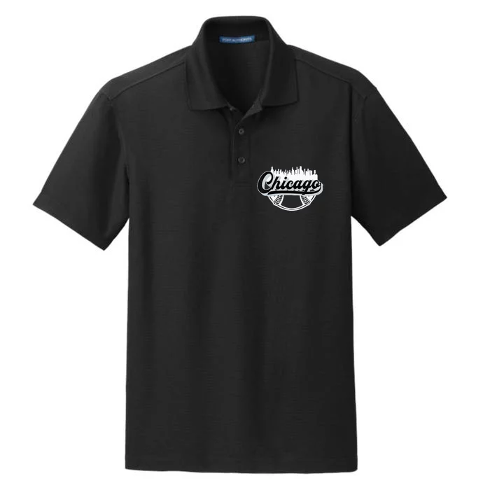 Womens Chicago Baseball Downtown City Skyline Fan Dry Zone Grid Performance Polo