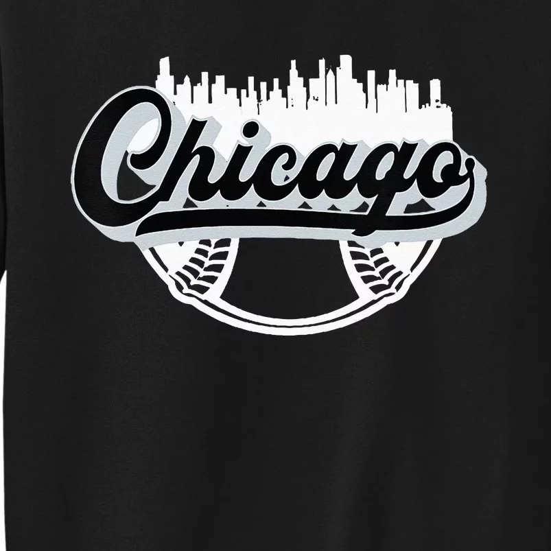 Womens Chicago Baseball Downtown City Skyline Fan Tall Sweatshirt