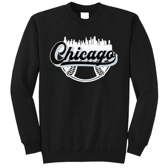 Womens Chicago Baseball Downtown City Skyline Fan Tall Sweatshirt