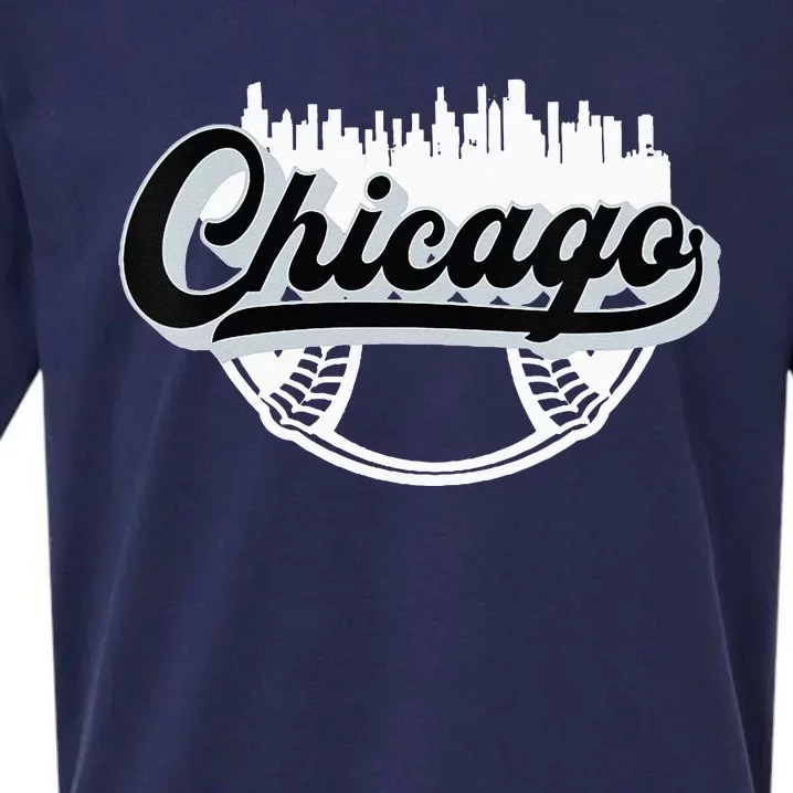 Womens Chicago Baseball Downtown City Skyline Fan Sueded Cloud Jersey T-Shirt