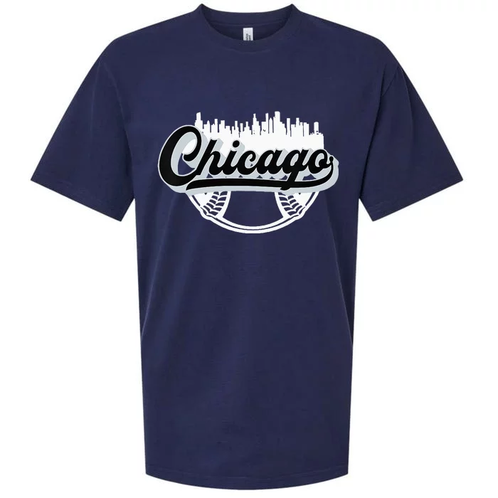 Womens Chicago Baseball Downtown City Skyline Fan Sueded Cloud Jersey T-Shirt