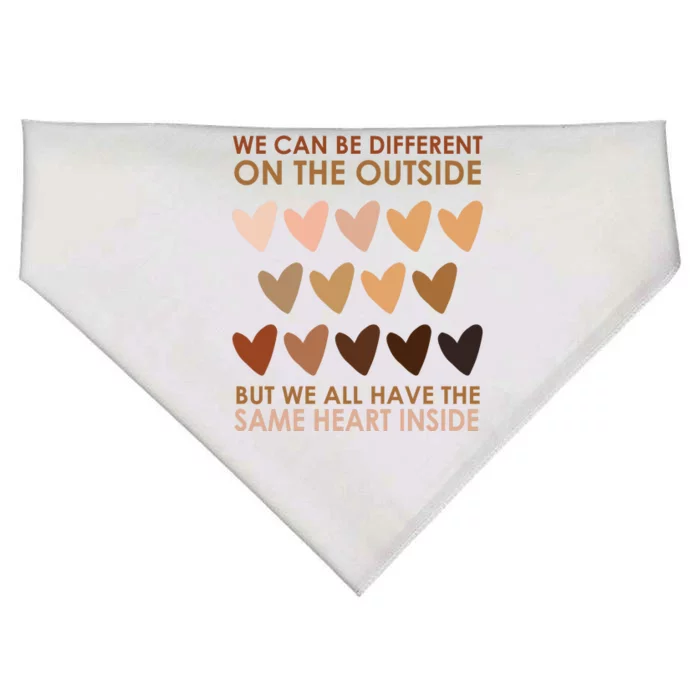 We Can Be Different On The Outside But We All Have The Same Heart Black History USA-Made Doggie Bandana