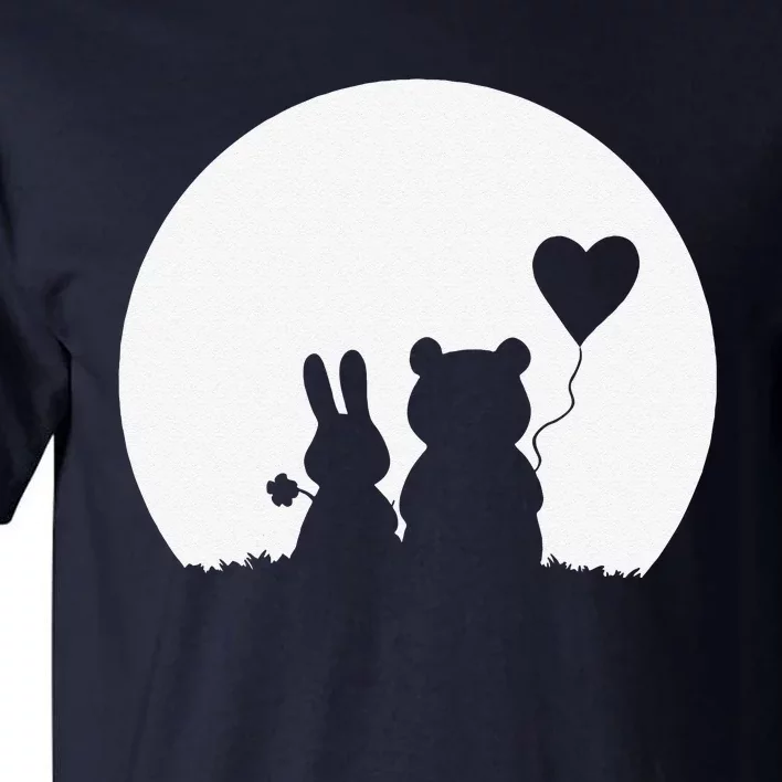 Womens Cute Bunny Bear Love Couple Valentine's Day Rabbit Lover Tall T-Shirt