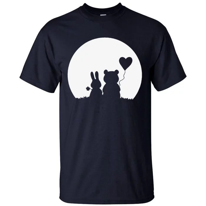 Womens Cute Bunny Bear Love Couple Valentine's Day Rabbit Lover Tall T-Shirt