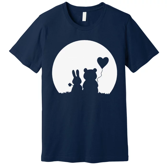 Womens Cute Bunny Bear Love Couple Valentine's Day Rabbit Lover Premium T-Shirt