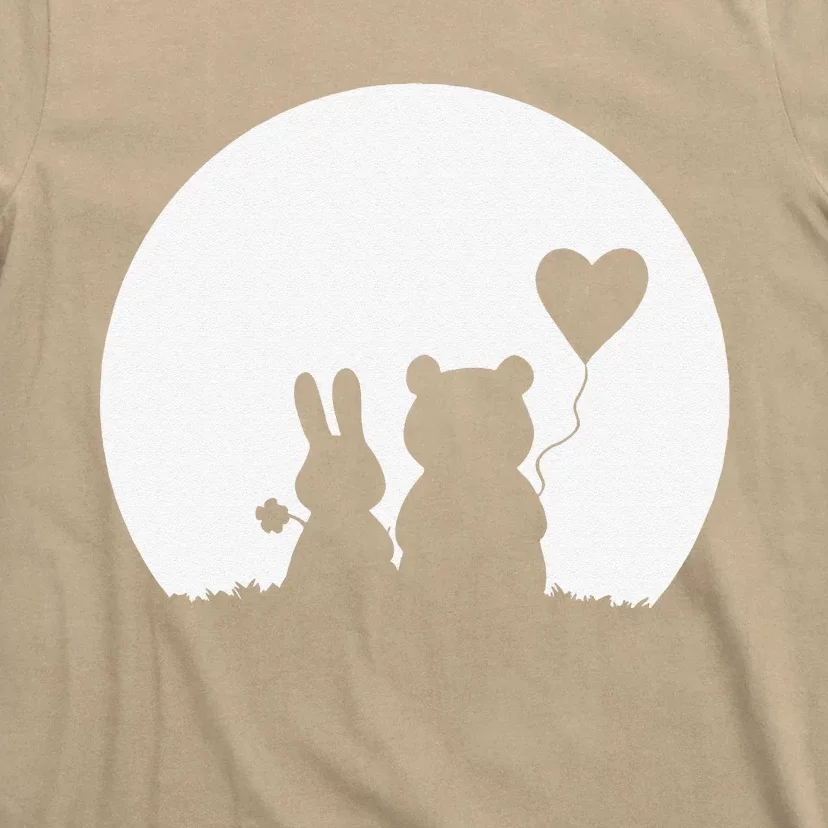 Womens Cute Bunny Bear Love Couple Valentine's Day Rabbit Lover T-Shirt