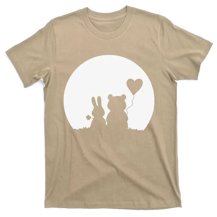 Womens Cute Bunny Bear Love Couple Valentine's Day Rabbit Lover T-Shirt