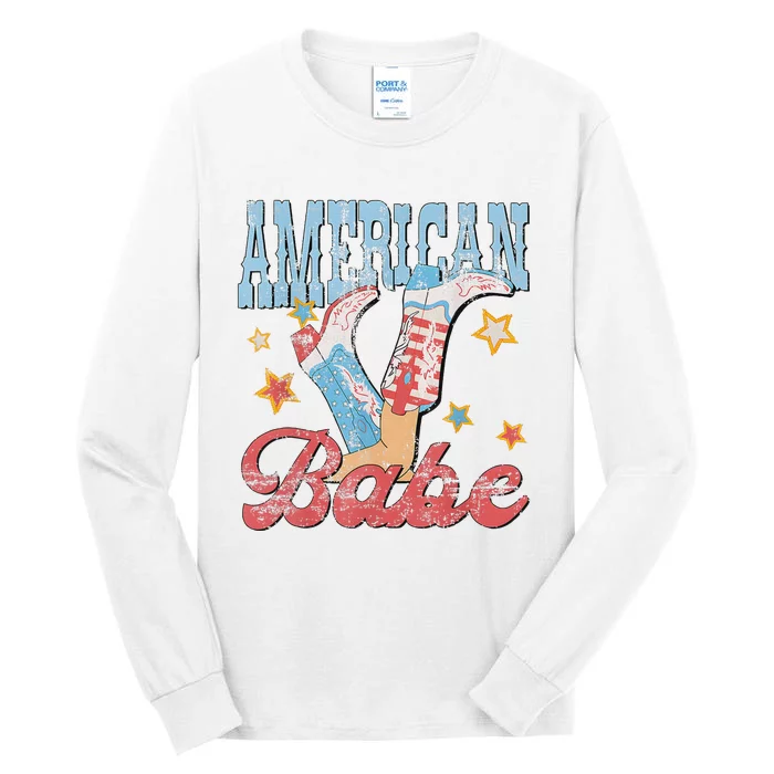 Western Cowgirl Boots Retro American Babe Design Tall Long Sleeve T-Shirt