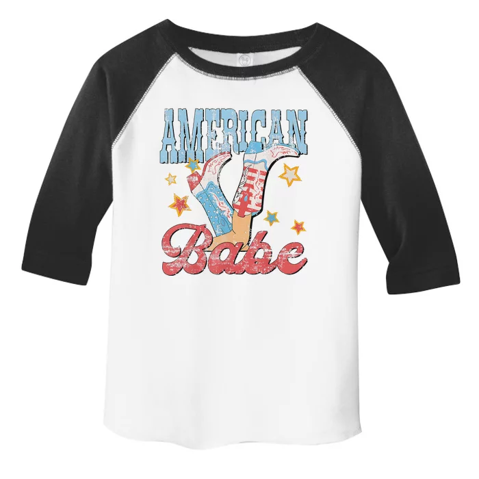 Western Cowgirl Boots Retro American Babe Design Toddler Fine Jersey T-Shirt