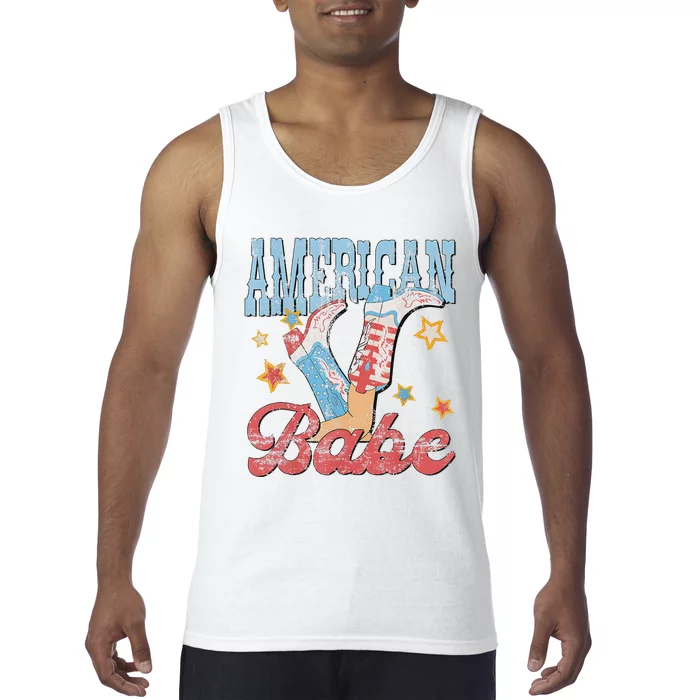 Western Cowgirl Boots Retro American Babe Design Tank Top