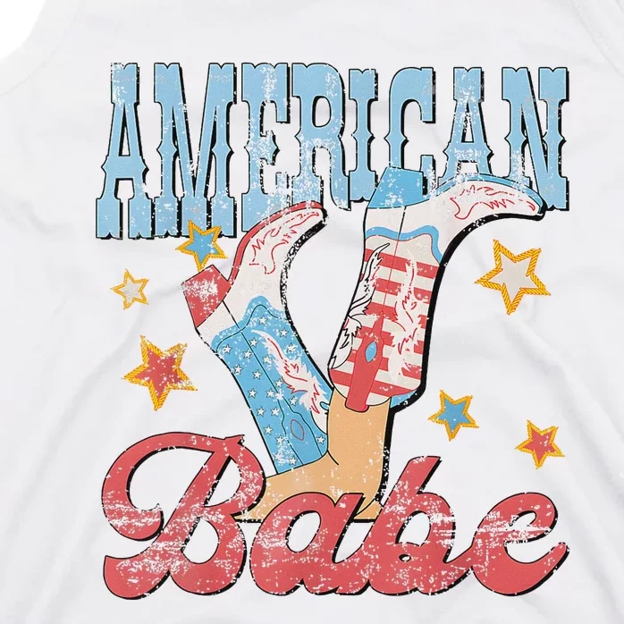 Western Cowgirl Boots Retro American Babe Design Tank Top