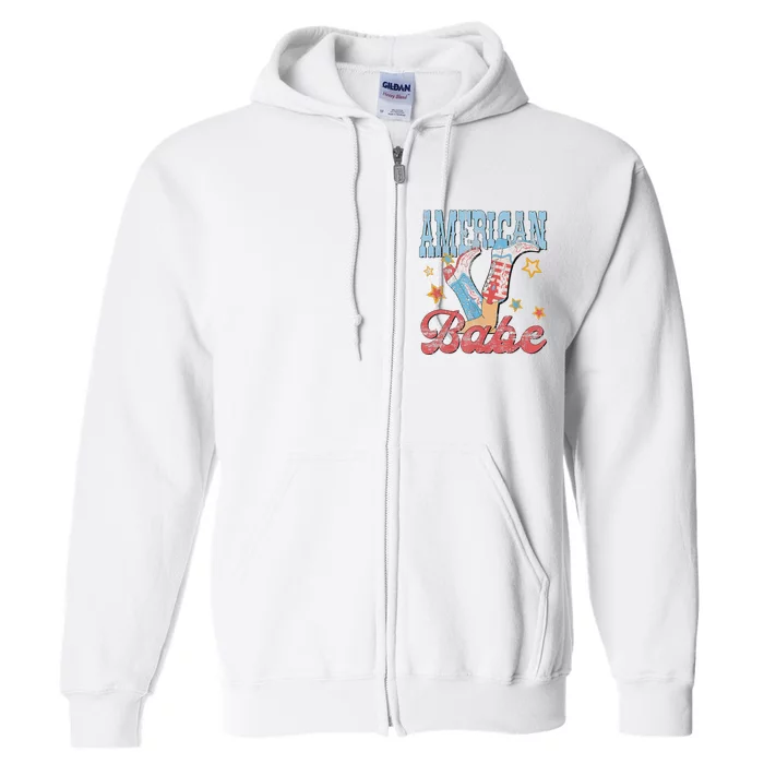 Western Cowgirl Boots Retro American Babe Design Full Zip Hoodie