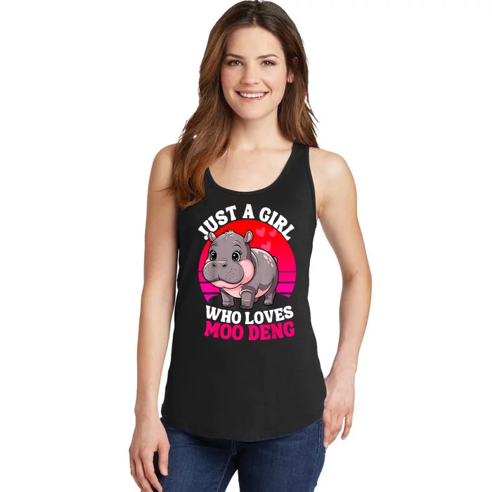 Woman Cute Baby Hippo Moo Deng Just A Girl Who Loves Moo Deng Gift Ladies Essential Tank