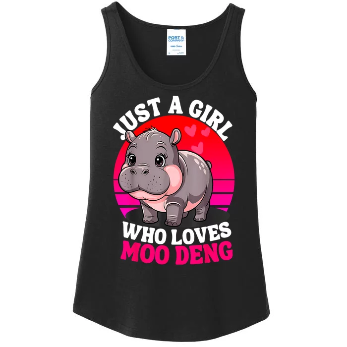 Woman Cute Baby Hippo Moo Deng Just A Girl Who Loves Moo Deng Gift Ladies Essential Tank