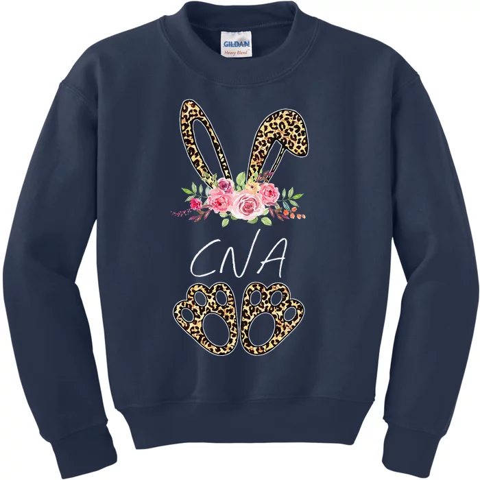 Womens CNA Bunny Leopard Flowers Easter Gifts Kids Sweatshirt