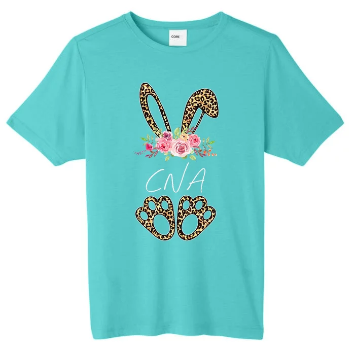 Womens CNA Bunny Leopard Flowers Easter Gifts ChromaSoft Performance T-Shirt