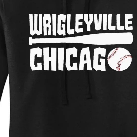 Wrigleyville Chicago Baseball American Women's Pullover Hoodie