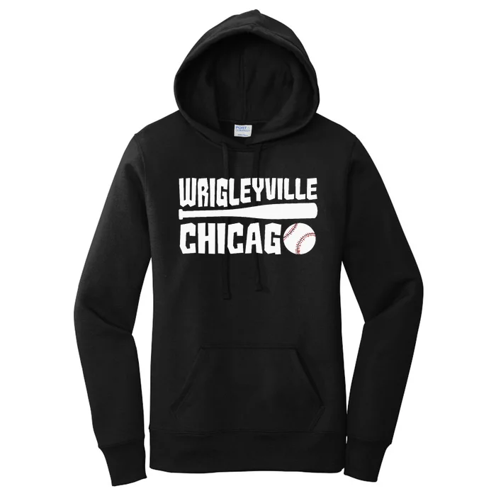 Wrigleyville Chicago Baseball American Women's Pullover Hoodie