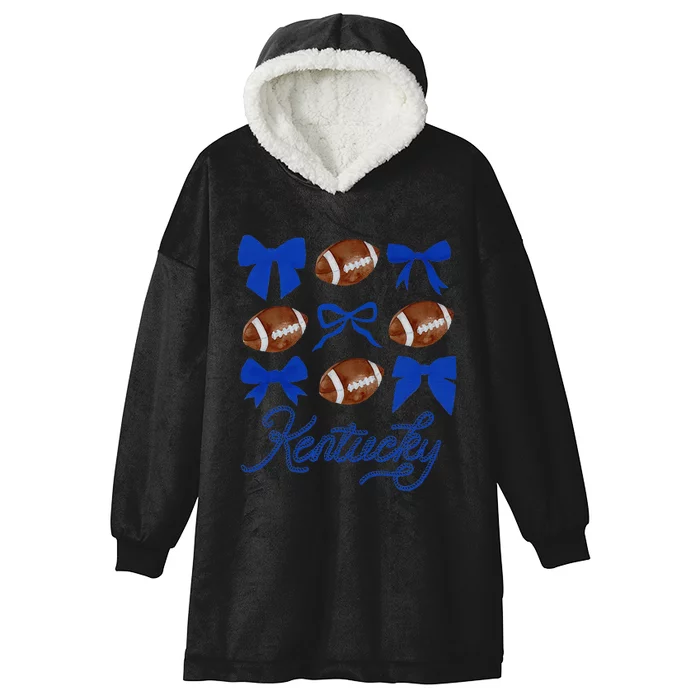 Women Coquette Bow Football Kentucky Gift Hooded Wearable Blanket