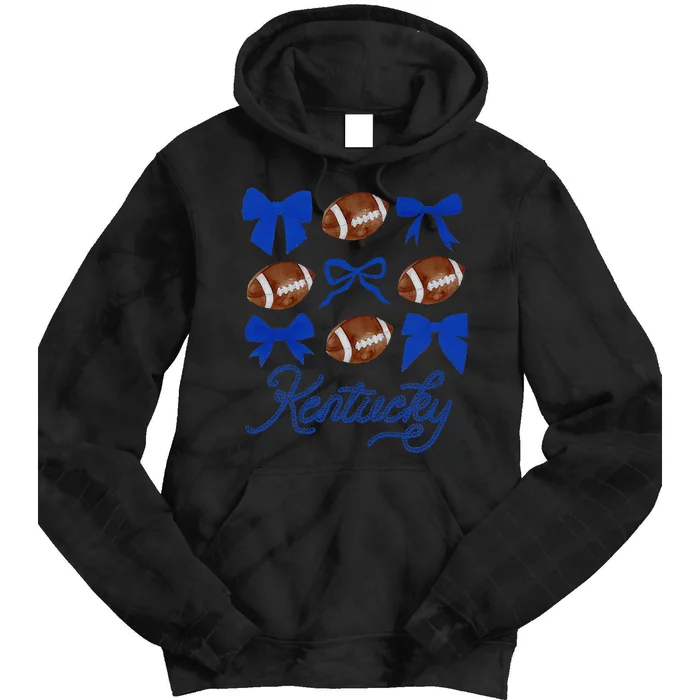 Women Coquette Bow Football Kentucky Gift Tie Dye Hoodie