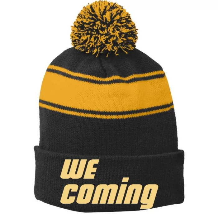 We Coming Buffaloes Football Stripe Pom Pom Beanie