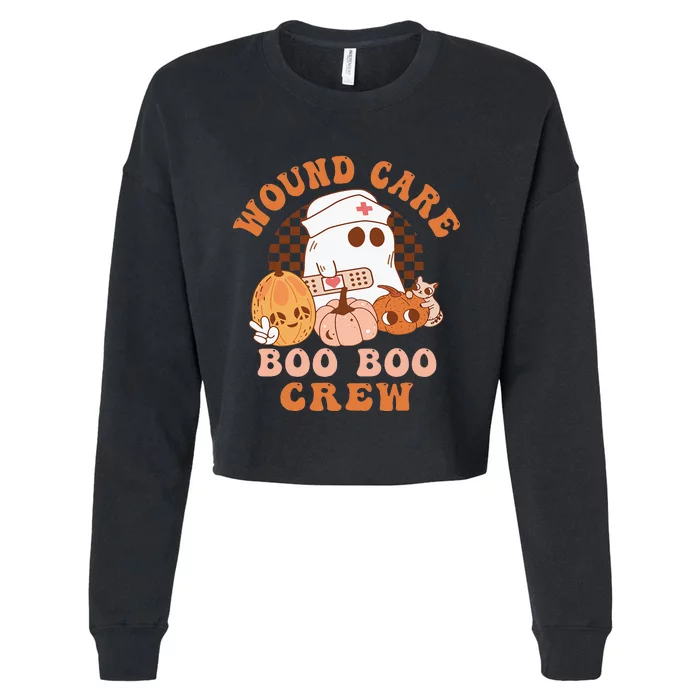 Wound Care Boo Boo Crew Funny Nurse Ghost Halloween Cropped Pullover Crew