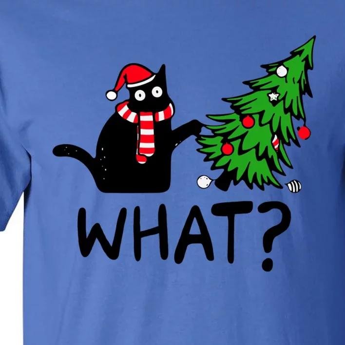 What Christmas Black Cat Pushing Christmas Tree Funny Cat Meaningful Gift Tall T-Shirt