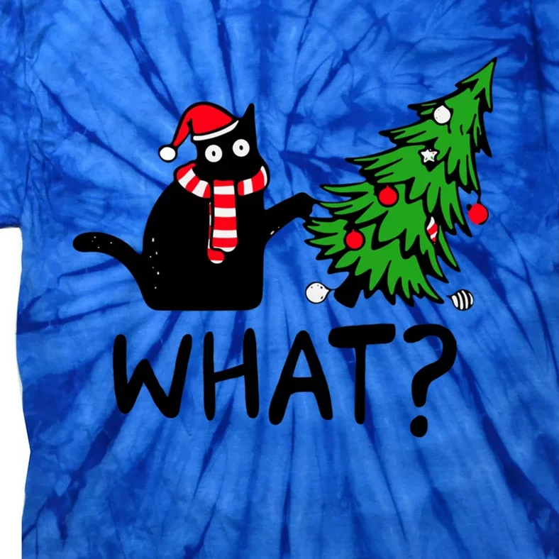 What Christmas Black Cat Pushing Christmas Tree Funny Cat Meaningful Gift Tie-Dye T-Shirt