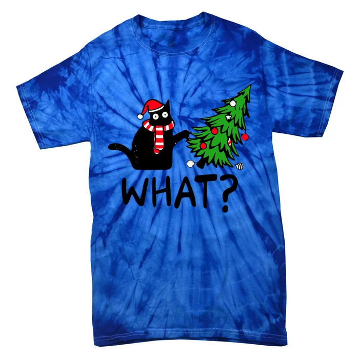 What Christmas Black Cat Pushing Christmas Tree Funny Cat Meaningful Gift Tie-Dye T-Shirt