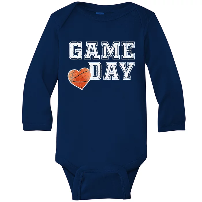 Women's Cute Basketball Mom Friday Night Game Day Baby Long Sleeve Bodysuit