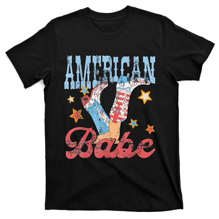 Western Cowgirl Boots Retro American Girl Babe T-Shirt