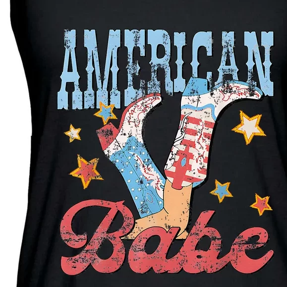 Western Cowgirl Boots Retro American Girl Babe Ladies Essential Flowy Tank