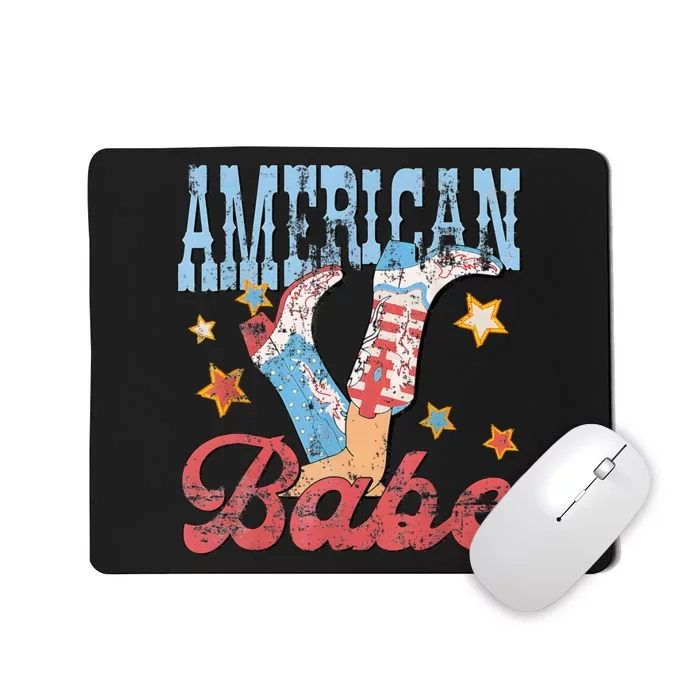 Western Cowgirl Boots Retro American Girl Babe Mousepad