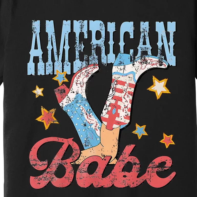 Western Cowgirl Boots Retro American Girl Babe Premium T-Shirt